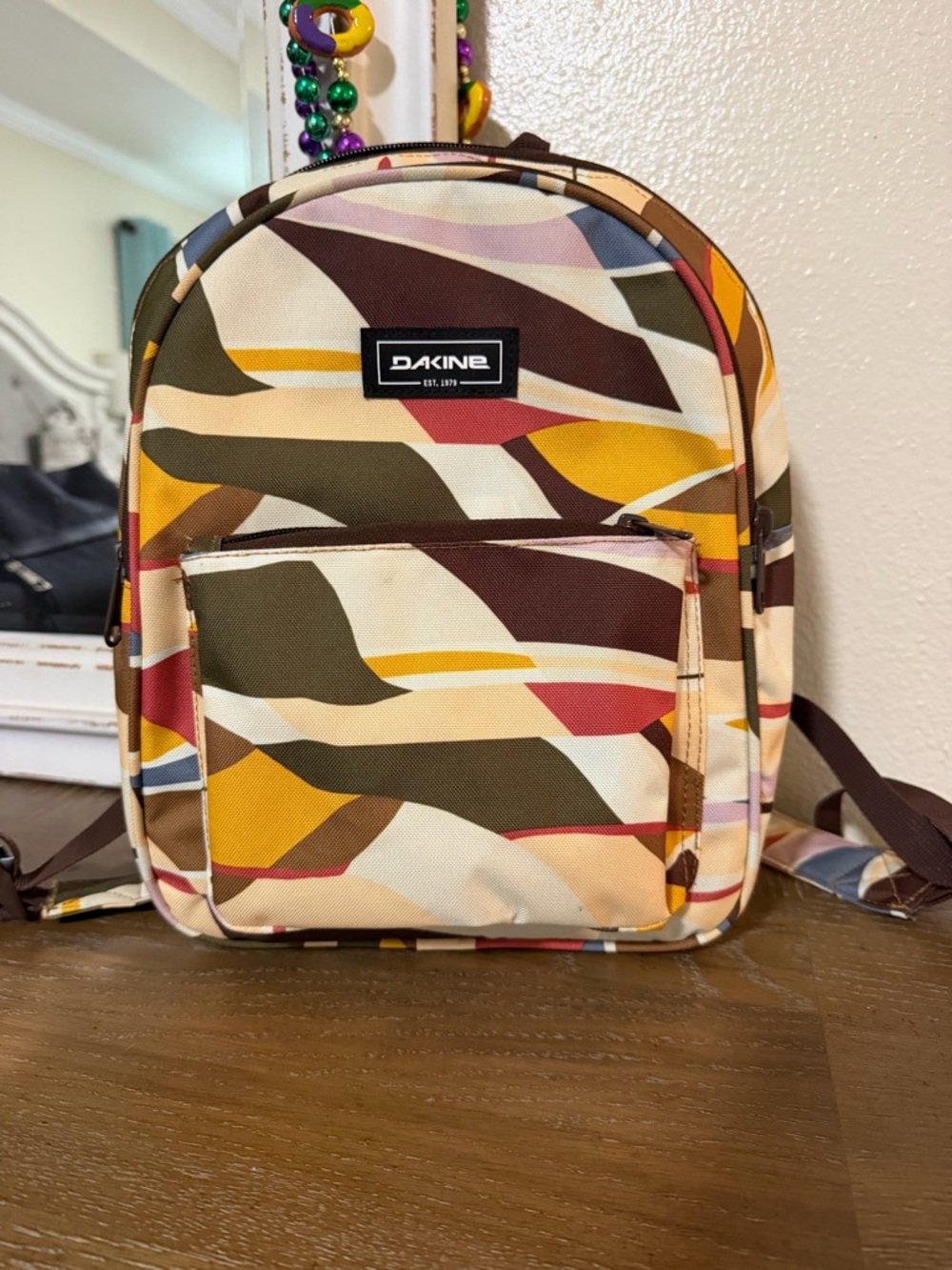 Dakine Multicolor Wavy Mini Backpack - Brown/Yellow/Pink/Cream